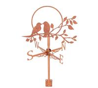 SUPERDANT Bird Weather Vane Tree Branch Metal Wind Direction Indicator Measuring Instrument Roof Installation Weathervane for Outdoor Garden Farm Backyard Decor Red Copper