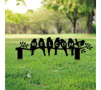 SUPERDANT Bird Welcome Metal Garden Decor Bird on a Branch Outdoor Garden Ornament Black Silhouette Outdoor Decor Animal Yard Stakes Decorative Metal Wall Art for Lawn Patio Gift for Gardeners