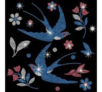 SUPERDANT Birds and Flowers Iron on Rhinestones Leaves Crystal Heat Transfer Stickers Swallow Iron on Decals Rhinestone Patches for T-Shirt Clothing Tote Bag Jackets DIY Art Craft Gifts