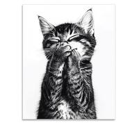 SUPERDANT Black and White Cat Wall Art Vintage Poster Prints Retro Kitten's Laugh Picutres Cardboard Paper for Bedroom Artwork Aesthetic Poster Unframed