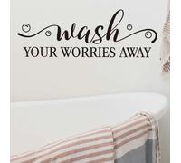 SUPERDANT Black Bathroom Wall Stickers Wash Your Worries Away Wall Decals Bathtub Shower Enclosure Upgraded Vinyl Art for Bathtub Bathroom Decoration Housewarming Gift
