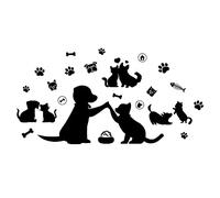 SUPERDANT Black Cat Dog Wall Sticker Paw Prints Cat Lover Wall Decals Vinyl Animal Decor for Living Room Porch Pet Lover Living Area Bedroom Nursery Kids Room Home Art