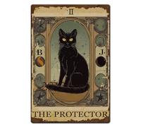 SUPERDANT Black Cat Metal Signs Tarot Card Tin Signs for Halloween 30x20cm | Cat Wall Plaques Halloween Iron Poster Art for Man Cave Home Bar Pub Cafe Playroom Vintage Decor Cats Gift