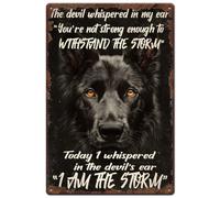SUPERDANT Black Dog Metal Signs The Devil Whispered Tin Sign Animal Wall Plauqes Inspiring Iron Poster Art for Living Room Bedroom Man Cave Bar Club Vintage Decor Gift for Dog Lover