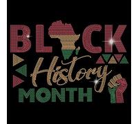 SUPERDANT Black History Month Iron on Rhinestones Transfer Celebration Text Crystal Heat Transfer Stickers Iron on Decals Bling Rhinestone Patches for T-Shirt Clothing Bag DIY Art Craft 21x29.7cm