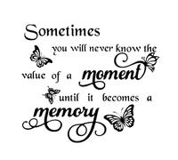 SUPERDANT Black Inspirational Wall Stickers The Value of a Moment Wall Decals Butterflies Vinyl Wall Art Sticker for Kid's Room Bedroom Living Room Wll Decorations