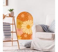 SUPERDANT Bohemian Arched Daisy Wall Sticker Boho Large Floral Wall Decal Arch Flower Decals Stickers for Walls Peel and Stick Vinyl Art for Living Room Nursery Kid's Room Decorations