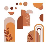 SUPERDANT Bohemian Wall Stickers Boho Plants Decals Geometry Mountains Mural for Walls Tree Woodland Vinyl Art Peel and Stick for Bedroom Living Room Decoration