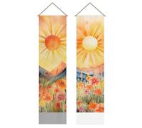 SUPERDANT Boho Sun Tapestry Abstract Wall Tapestry Watercolor Sunrise Wall Art Tapestries Walls Blanket 2 Long Tapestries Walls Hanging with Tassel for Living Room Bedroom Home Decor 130x33cm