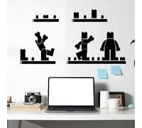 SUPERDANT Building Blocks Wall Stickers Block Wall Decal Black Sticker for Walls Vinyl Art for Bedroom Livingroom TV Background Playroom Children's Room Nursery Decorations