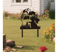 SUPERDANT Bunny Metal Garden Decor Flower Butterfly Wall Sculptures Outdoor Decor Cute Animal Metal Yard Art for Yard Lawn Patio Trees Gift for Gardeners