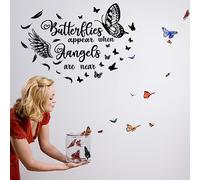 SUPERDANT Butterfly Angel Wings Wall Decals Wall Stickers Inspirational Quotes Wall Mural Black Motivational Saying Girls Women Classroom Living Room Decorations Art Wall Sticker Vinyl Transfer
