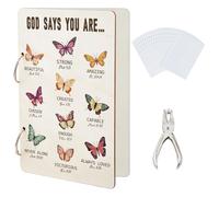 SUPERDANT Butterfly Greeting Card Holder Organizer Bible Verse Inspirational Wooden Postcard Binder Birthday Cards Keeper Photo Album Cover with Punch and 20 Inner Pockets Gifts for Woman