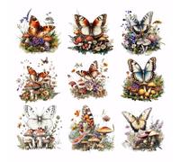 SUPERDANT Butterfly Iron on Transfers 9 Sheets Heat Transfer Film Stickers Set Clothing Iron on Decals for T-Shirt Hoodie Bags Pillow Jackets Jeans DIY Crafts 10x10cm