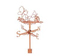 SUPERDANT Butterfly Weather Vane Tussock Metal Wind Direction Indicator Measuring Instrument Roof Installation Weathervane for Outdoor Garden Farm Backyard Gazebo Decor Red Copper