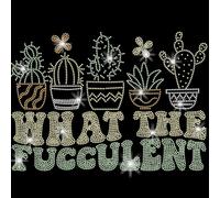 SUPERDANT Cactus Plant Iron on Rhinestones What The Fucculent Crystal Heat Transfer Stickers Funny Iron on Decals Rhinestone Patches for T-Shirt Clothing Hoodie Jackets Tote Bag DIY Art Craft Gifts