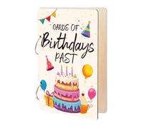 SUPERDANT Cards of Birthdays Past Greeting Card Organizer Birthday Cake Planning Book Binder Cards Keeper Card Holder Wooden Loose Leaf Photo Album 2-Rings Cover Keepsake for Birthday Holiday