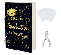 SUPERDANT Cards of Graduation Past Greeting Card Organizer Graduate Cards Keeper Graduation Ceremony Planner Cards Holder Wooden Loose Leaf Photo Album 2-Rings Cover with Punch and 20pcs Inner Pockets
