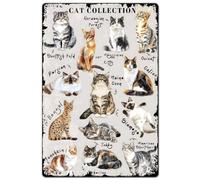 SUPERDANT Cat Encyclopedia Tin Signs Illustrated Handbook Retro Metal Poster Plaque Vintage Sign Decorative for Living Room Bedroom Game Room Apartment Café Indoor Outdoor Wall Art Gifts 20x30CM