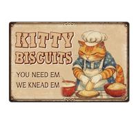 SUPERDANT Cat Tin Signs Kitty Biscuit Metal Signs Cute Cat Sign for Kitchen Inspirational Funny Signs and Plaque Kitty Wall Plaques for Kitchen Bedroom Living Room Home Housewarming Gifts 20x30CM