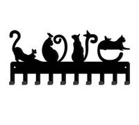 SUPERDANT Cats Metal Key Holder Cat Love Decorative 10 Hook Key Rack Organizer Wall Mounted Entryway Key Belt Umbrella Hooks Personalized Key Hanger Cat Lovers Gift for Wall Decoration