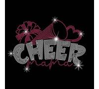 SUPERDANT Cheer Mama Iron on Rhinestones Cheers Party Bling Glass Rhinestone Decals DIY Hotfix Transfer Stickers Crystal Heat Rhinestone Patches for T-Shirt Clothing Hoodies Art Craft Decor Gifts