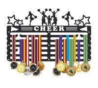SUPERDANT Cheerleading Medal Hanger Display Cheer Medal Holder Award Metal Medals Organizer Ribbon Display Holder Rack Wall Mounted Race 6 Rows 24 Hangers Non-slip Hooks 40x25cm