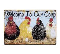 SUPERDANT Chicken Metal Signs Rooster Tin Signs Welcome To Our Coop Wall Plaques Farm Animals Iron Art Poster for Home Living Room Kitchen Pantry Farmhouse Man Cave Gift Vintage Decor