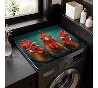 SUPERDANT Chickens Washer Dryer Topper Funny Rooster Waterproof Laundry Topper Mat Non-Slip Washer Top Protector Foldable Dryer Cover Pad For Top-Load Machines Laundry Room Decor 60x50cm