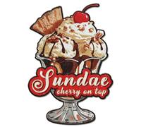 SUPERDANT Chocolate Sundae Metal Signs 3D Food Tin Signs Kitchen Wall Plaques Iron Poster Art for Man Cave Home Kitchen Ice Cream Parlor Dining Room Vintage Decor