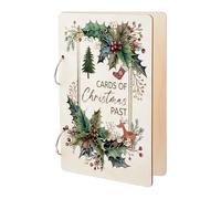 SUPERDANT Christmas Card Keeper Wooden Memory Book Loose Leaf Binder Greeting Card Holder Postcard Organizer Book No Rings Wood Cover Cards of Christmas Past Display Storage Holder Organizer Card Keep