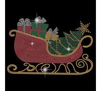 SUPERDANT Christmas Iron on Rhinestones Transfer Sleigh Christmas Tree Crystal Heat Transfer Designs Bling Hot Fix Iron on Decal Stickers for DIY Art Craft Holiday Gifts Festive Decor