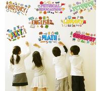 SUPERDANT Class Subject Wall Stickers Learning Wall Decals Subjects Peel and Stick Vinyl Stickers Math Art History English Science Geography School Bulletin Board Decor for Classroom Decoration
