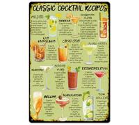 SUPERDANT Cocktail Guide Metal Signs Bar Tin Signs Cocktail Guide Bar Sign Retro Wall Plaque Funny Sign Vintage Decor for Bar Club Man Cave Wall Decor