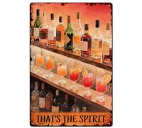 SUPERDANT Cocktail Tin Signs That's The Spirit Retro Metal Sign Wine Drink Vintage Wall Art Cocktail Funny Poster Party Bar Decor Metal Plaques for Living Room Cafes Bars Pub Man Cave
