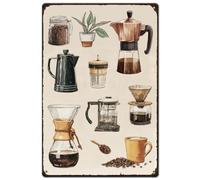 SUPERDANT Coffee Machine Tin Signs Retro Metal Poster Water Kettle Cup Plaque Vintage Decort Cafe Sign Decorative for Home Café Coffeehouse Espresso Bar Bistro Wall Art Gifts 20x30CM