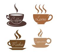 SUPERDANT Coffee Wall Stickers Latte Mocha Cappuccino Brown Decals Peel and Stick Removable Vinyl Art for Kitchen Cafe Bar Living Room Decorations