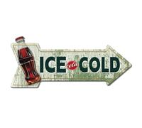 SUPERDANT Cola Ice Cold Metal Signs Arrow Tin Sign Cola Vintage Tin Signs Vintage Wall Art Funny Retro Decor for Kitchen Restaurant Bar Cafe Dining Room Living Room Retro Metal Decoration