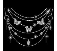 SUPERDANT Collar Necklace Crystal Rhinestone Iron on Transfer Applique DIY Transfer Decal Chain Glitter Rhinestone Pattern Decoration for T-Shirt Bag Pillows Jackets 29.7x21CM