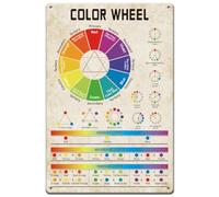 SUPERDANT Color Wheel Metal Signs Hue Wheel Tin Sign Study Guide Wall Plaque Funny Signs and Plaque Metal Poster for Home Classroom Studio Study Room Art Room Vintage Decor