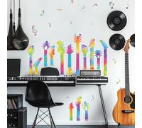 SUPERDANT Colorful Guitar Neck Wall Stickers Guitar Vinyl Wall Decals Music Notes Stickers DIY Wall Art Decorations for Classroom Music Room Bedroom Living Room Wall Decor 96x30cm/37x11in