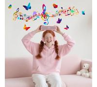 SUPERDANT Colorful Music Notes Wall Sticker Music Score Wall Decals Butterfly Musical Peel and Stick Large Vinyl Art Decor for Home Living Room Bedroom Classroom Office Nursery Decoration