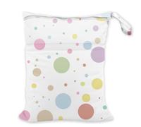 SUPERDANT Colorful Wet Dry Bag Polka Dots Waterproof Bag Reusable Leakproof Wet Clothes Bags with 2 Zippered Pockets for Travel Beach Pool Gym Swimsuits Sportswear 36x30cm