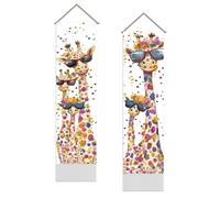 SUPERDANT Cool Giraffe with Sunglasses Tapestry Colorful Animal Printing Wall Tapestry Blanket Long Wall Hanging Pack of 2 Tapestries with Tassel for Living Room Bedroom Dorm Backdrop Decorations