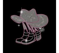 SUPERDANT Cowboy Crystal Rhinestone Decals Iron on Transfers | Cowgirl Rhinestone Boot Hat Crystal Heat Transfer Sticker Western Diamond Decal for Clothing Tote Bag DIY Art Craft Gifts