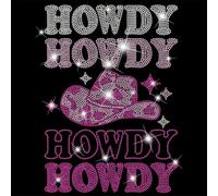 SUPERDANT Cowgirl Iron on Rhinestones Howdy Heat Transfer Stickers DIY Cowboy Hat Iron-on Decals Bling Rhinestones Patches for T-Shirt Clothing Hoodies Art Craft Decor Gifts