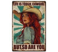 SUPERDANT Cowgirl Metal Signs Western Cowgirls Tin Signs Vintage Tin Signs Vintage Wall Art Funny Retro Decor for Bedroom Dormitory Man Cave Club Living Room Retro Metal Decoration Gifts