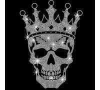SUPERDANT Crown Skull Iron on Rhinestones White Skull Crystal Heat Transfer Stickers Iron on Decals Rhinestone Patches for T-Shirt Clothing Tote Bag Jackets DIY Art Craft Gifts
