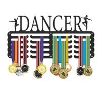 SUPERDANT Dance Medal Hanger Display 5 Rows 20 Hooks Wall Medal Display Dancing Medals Hanger For Dancers and Sports Competition Awards Gifts Black 40x20cm