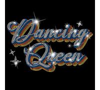 SUPERDANT Dancing Queen Heart Iron on Rhinestones Transfer Colorful Text Heart Iron-on Decals T-Shirt Crystal Heat Transfer Hot Fix Crystals for Clothing Decoration for Bags DIY Craft